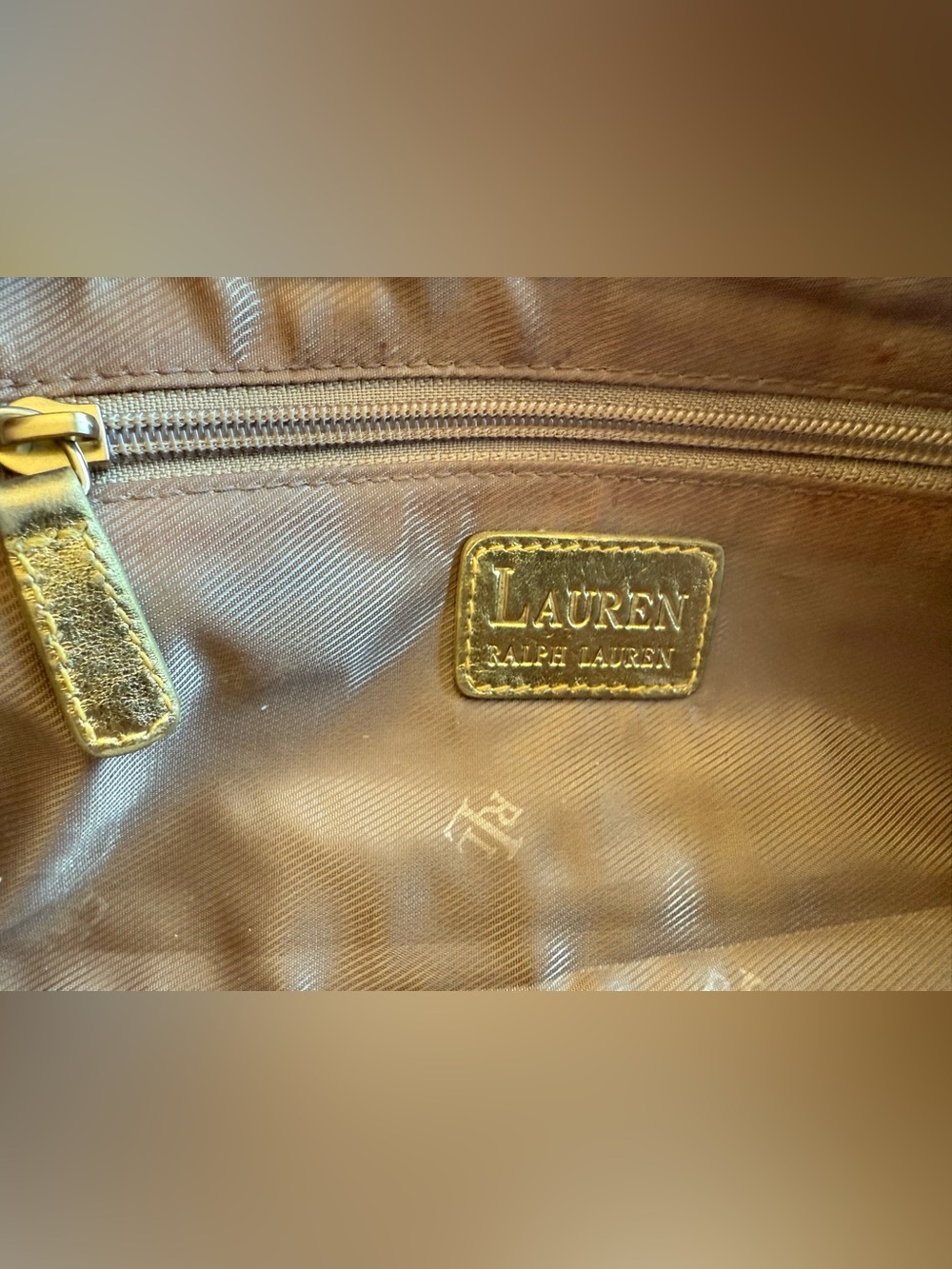 Ralph Lauren Brown Suede Shoulder Bag with Gold Handles - Picture 11 of 15